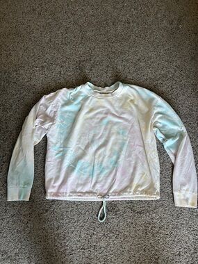 NOBO Girls White Pastel Tie-Dye Crewneck Sweatshirt